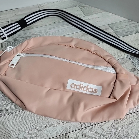 adidas Handbags - Adidas Waist pack Fanny Travel Bag Light Pink Clip Stripe Strap EUC Zip